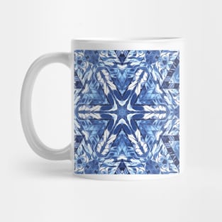 repeating creative pattern and design hexagonal kaleidoscopic style in shades of BLUE Mug